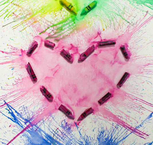 Magenta Heart Crayon Melt Print 8.5" x 11"