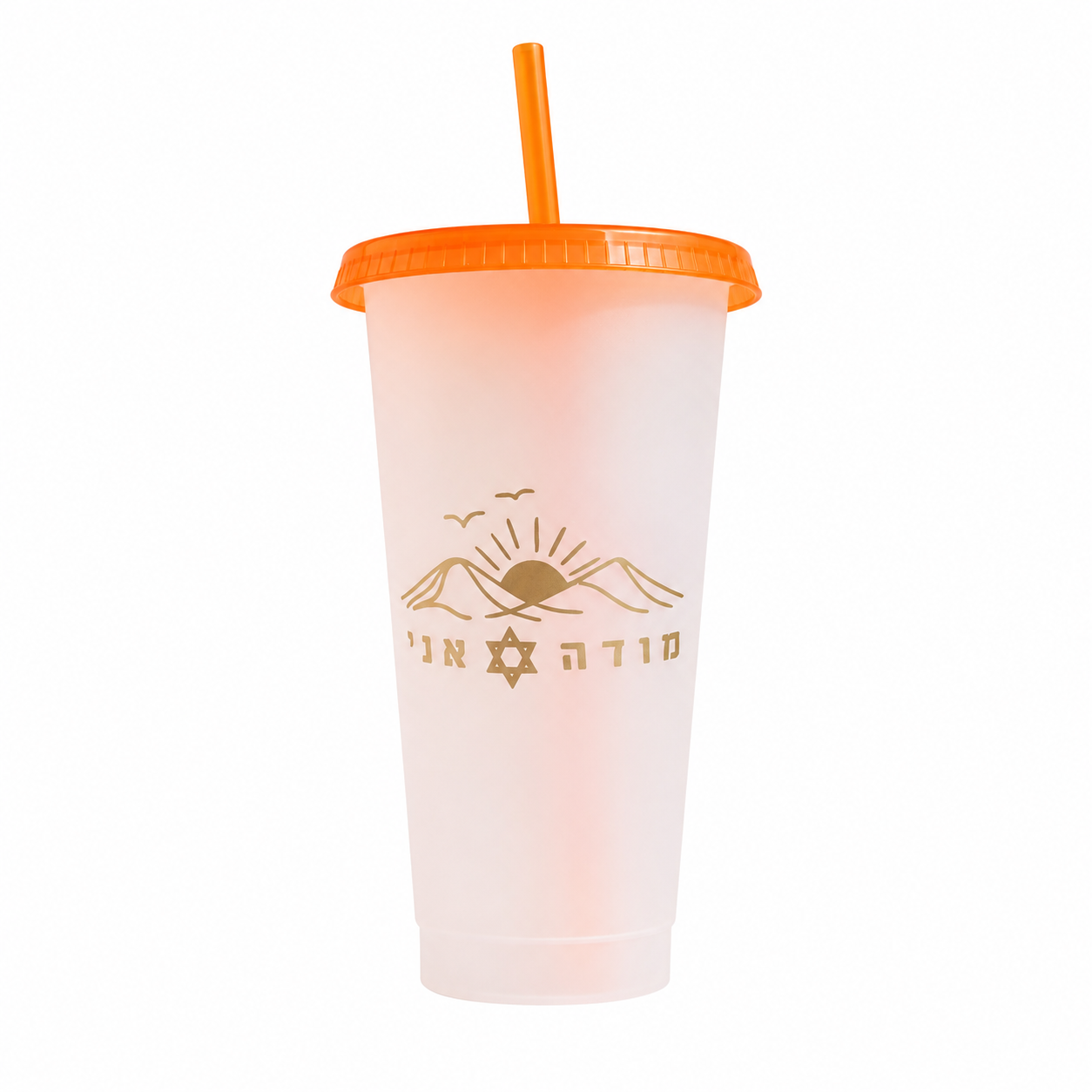 Modeh Ani Tumbler | Hebrew Gratitude Cup | Frosted Reusable Cold Cup (24oz)