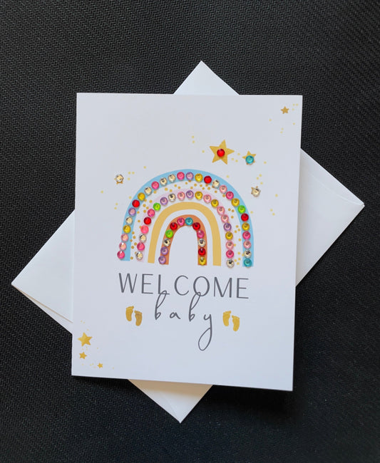 Welcome Baby Greeting Card - Black Rainbow