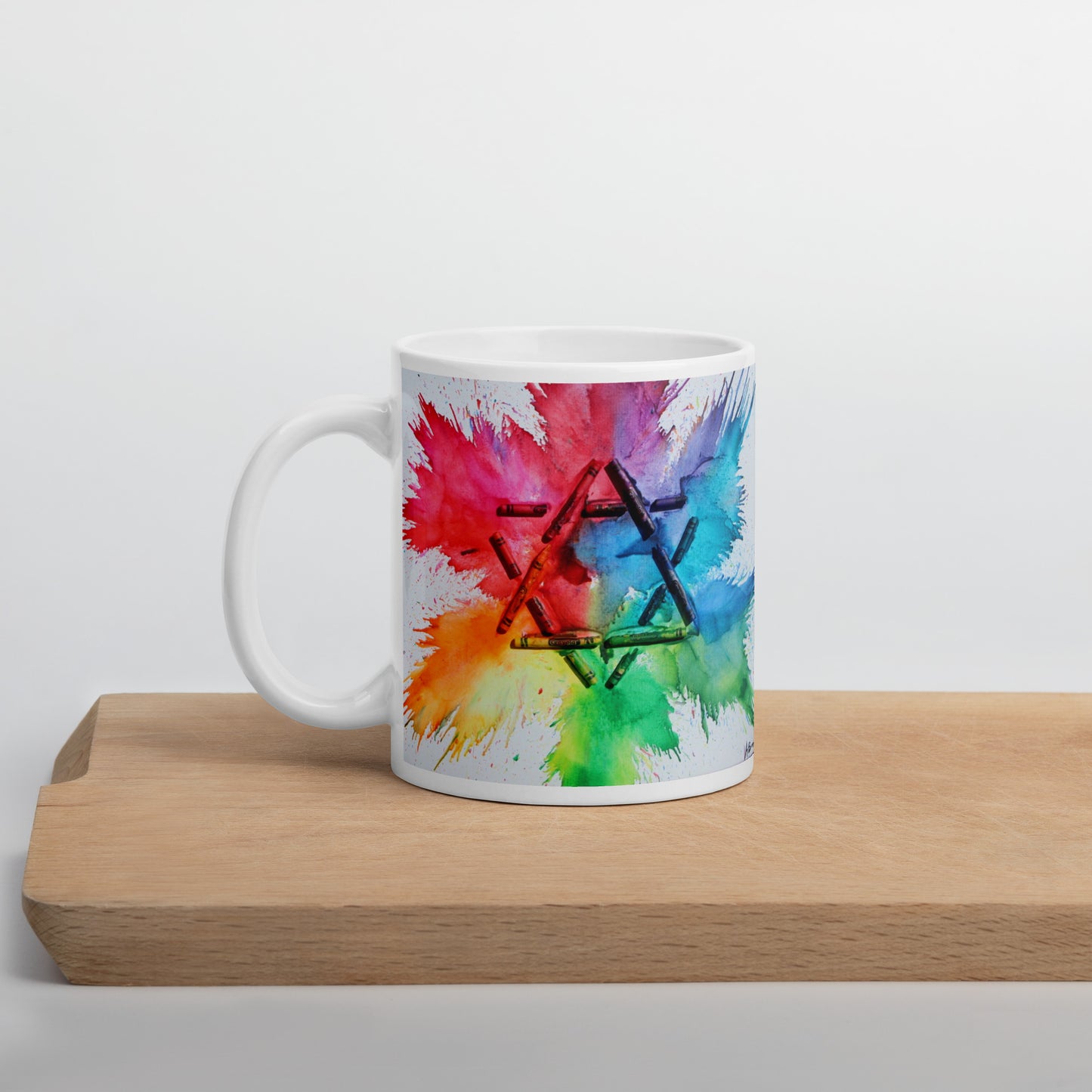 Crayon Melt Magen David on White glossy mug