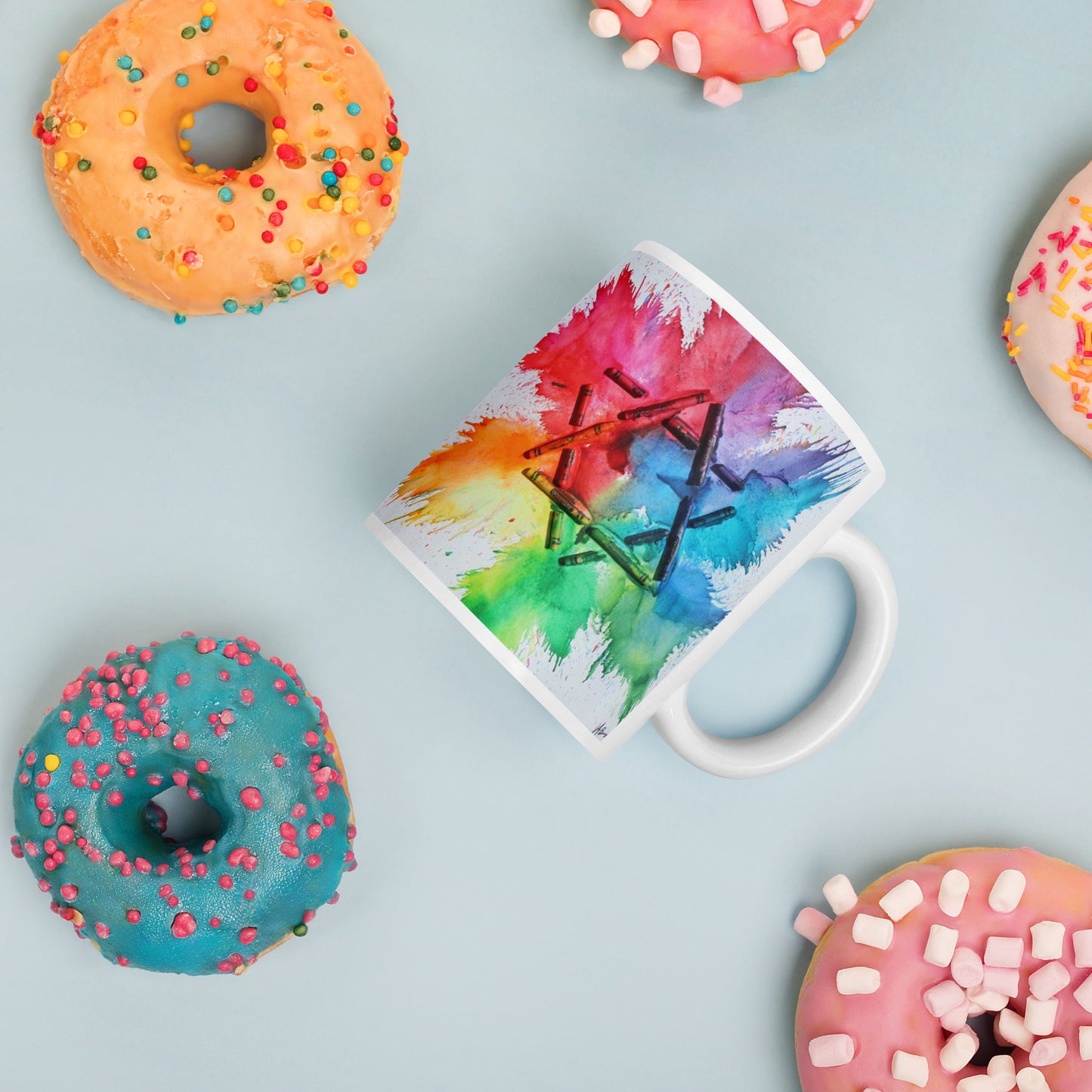 Crayon Melt Magen David on White glossy mug