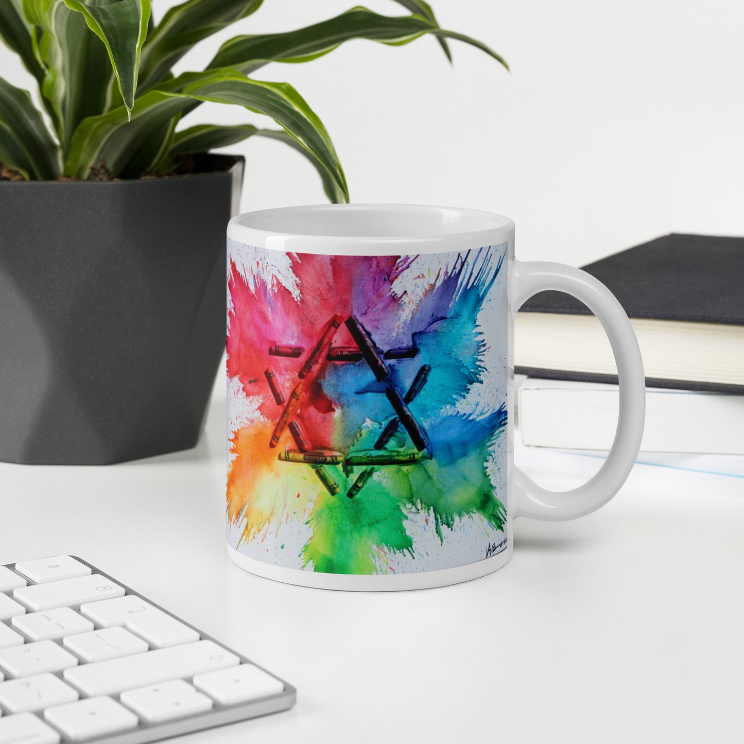 Crayon Melt Magen David on White glossy mug