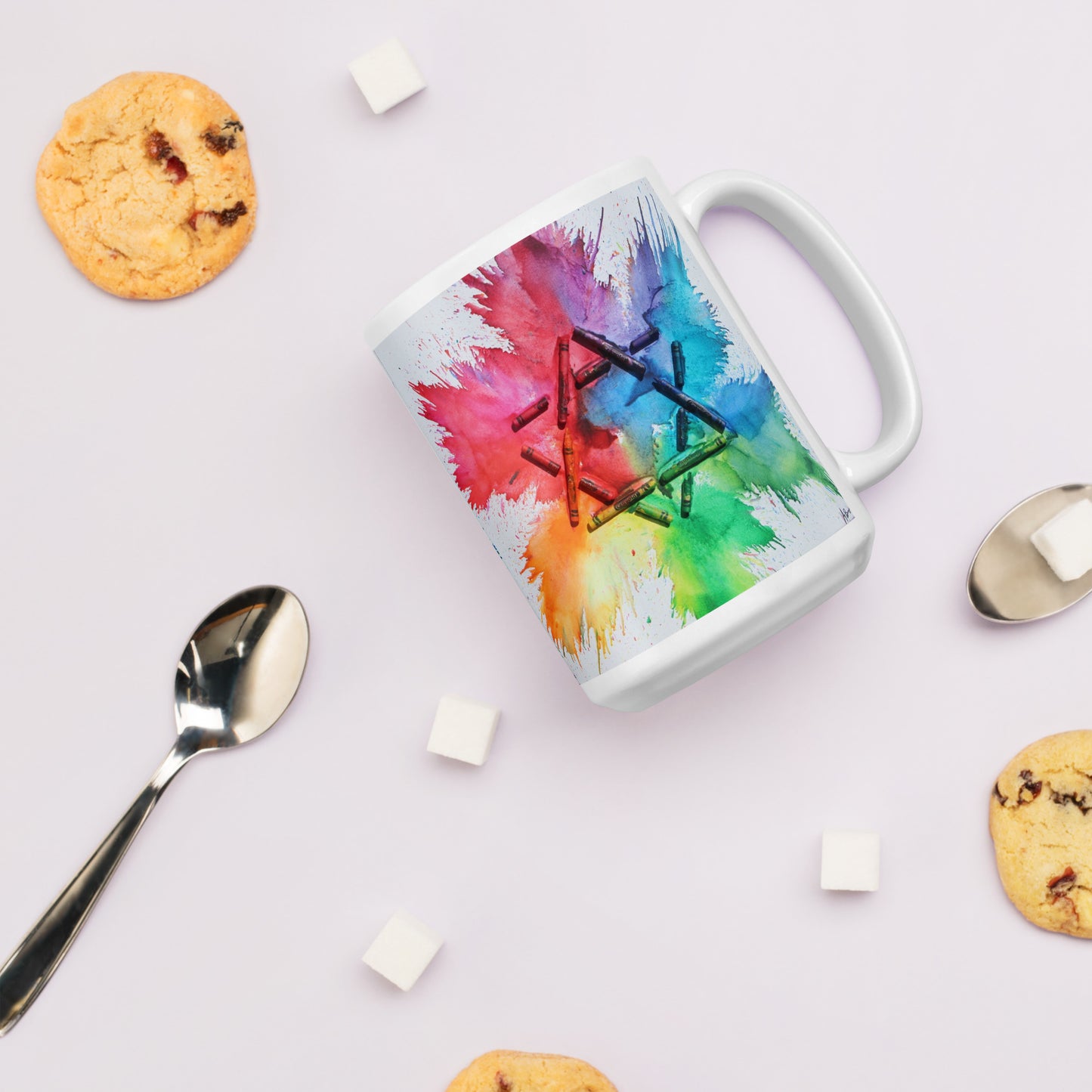 Crayon Melt Magen David on White glossy mug