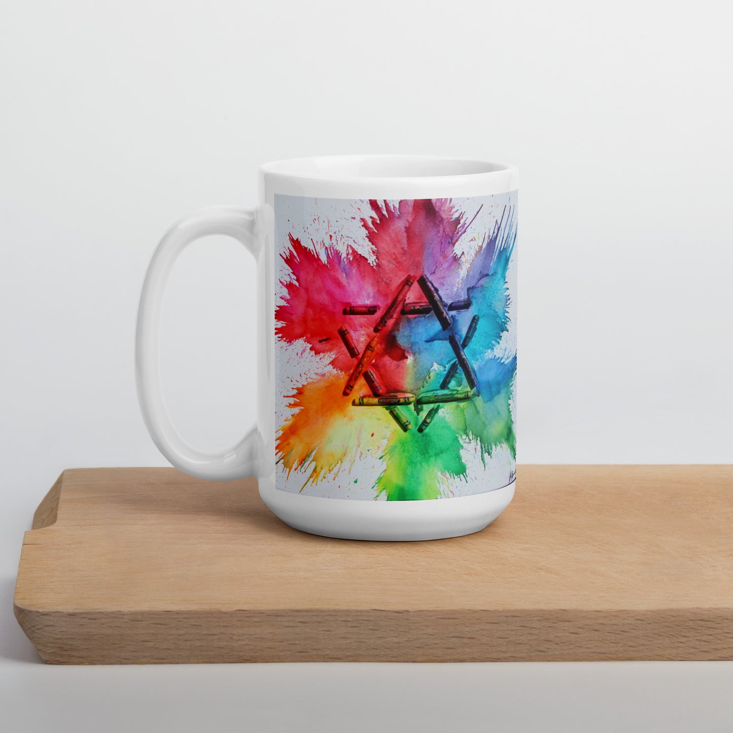 Crayon Melt Magen David on White glossy mug