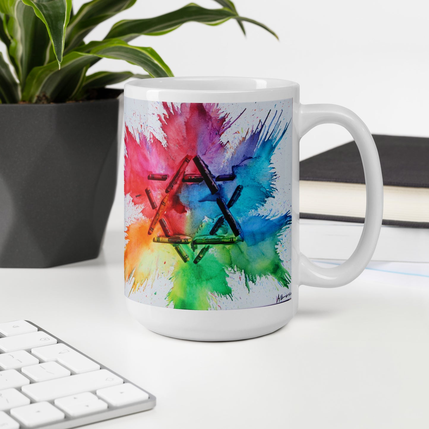 Crayon Melt Magen David on White glossy mug