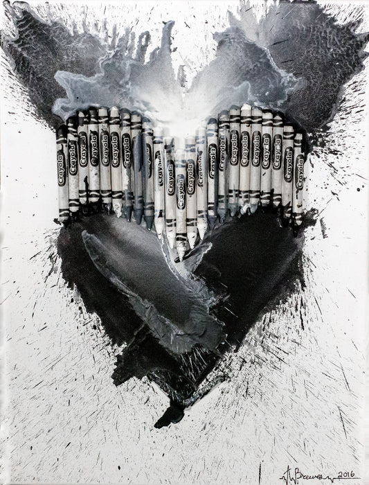 Monochrome Crayon Melt Heart Print 8.5" x 11"