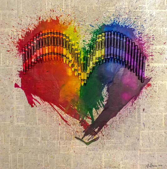 Rainbow Heart Crayon Melt Print 10" x 10"