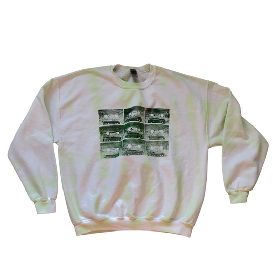 Green Cassette & Yellow Striped Tie-Dyed Pullover Sweatshirt - Adult XL (3)