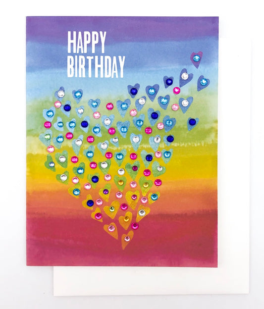 Happy Birthday Rainbow Heart - GREETING CARD