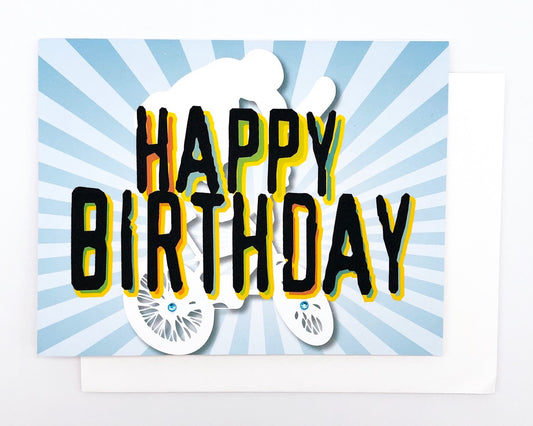 Happy Birthday BMX - GREETING CARD Blue
