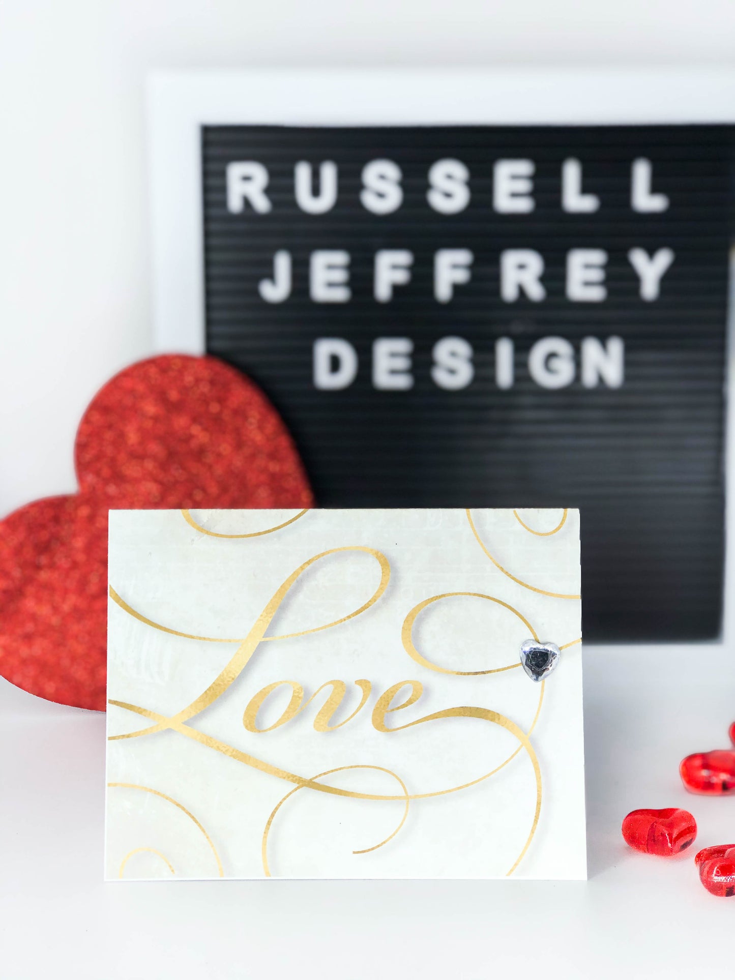 Valentine's Day Greeting Card Love in Gold Script