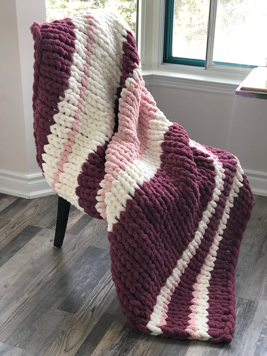 Healing Hand Knit, Chunky Knit Blankets Raspberry Delight
