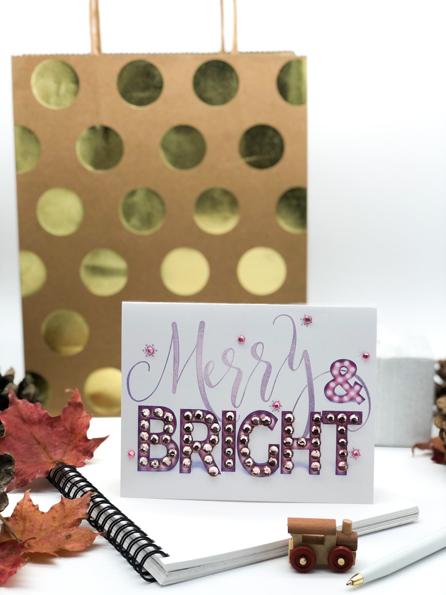 Merry Christmas Merry & Bright Greeting Card Pink