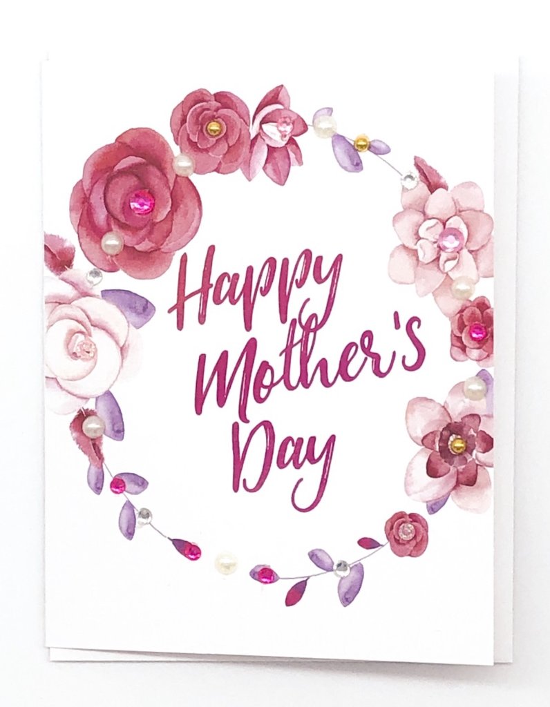 MOTHER'S DAY FLORAL WREATH GREETING CARD