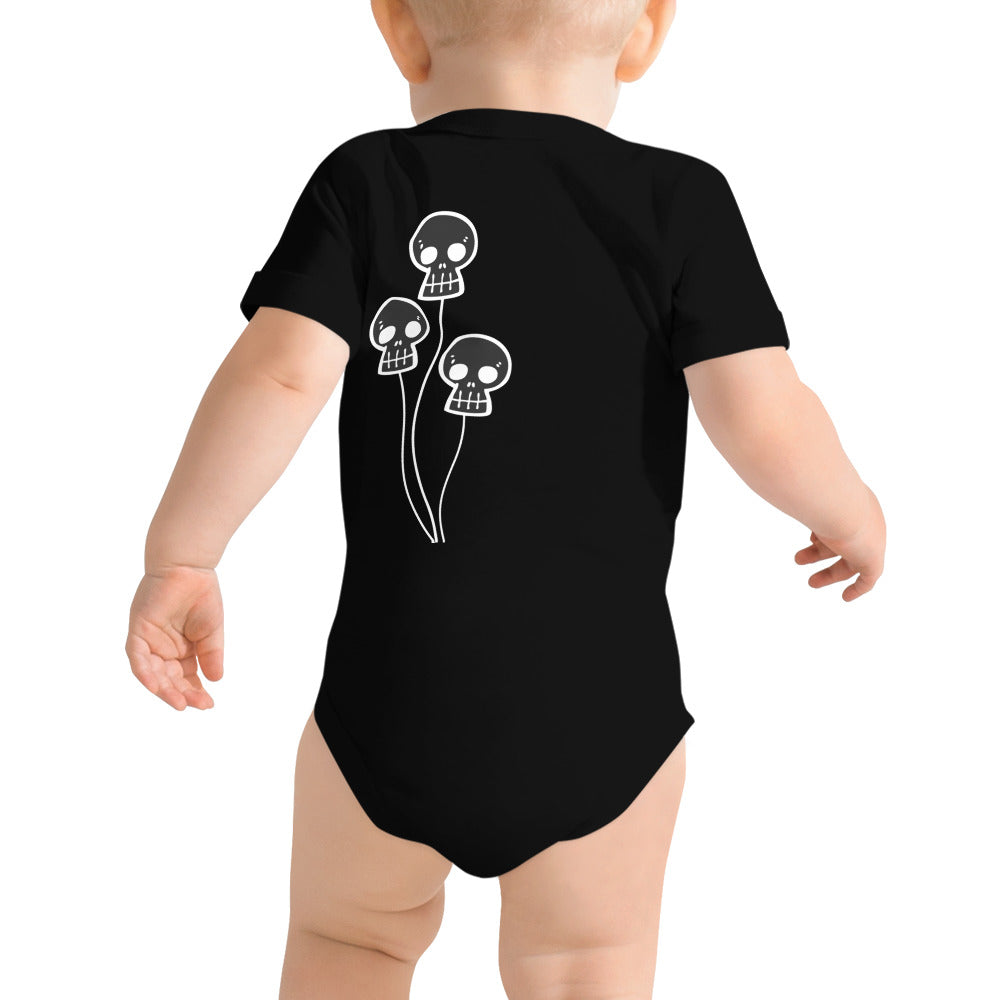 Skull Balloon (white outline) Baby short sleeve one piece