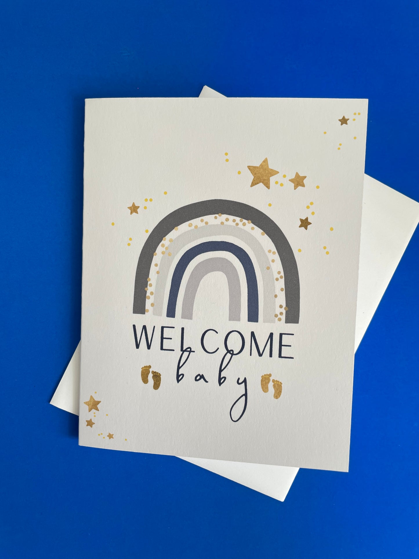 Welcome Baby Greeting Card - Black Rainbow