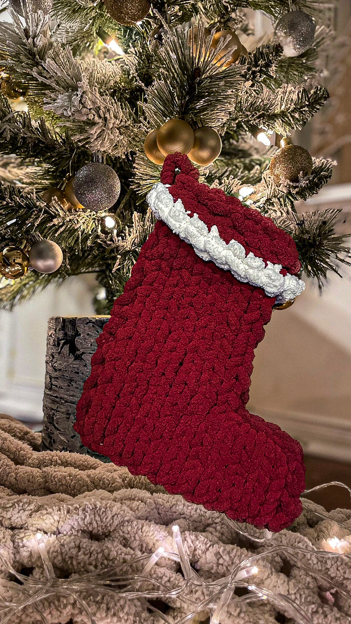 Christmas Stocking - Burgundy 19”