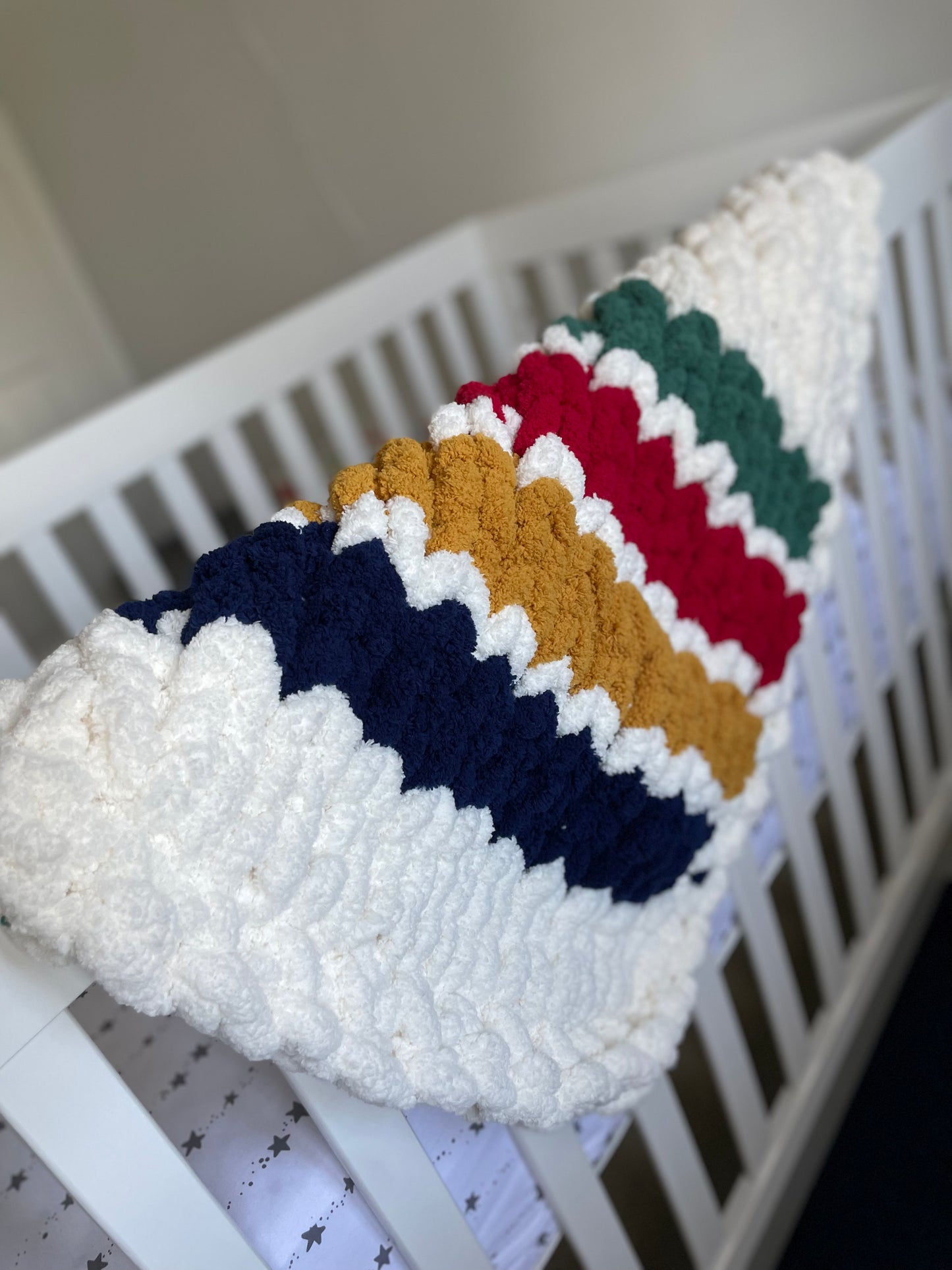 Healing Hand, Chunky Knit Baby Blankets - The Explorer Blanket with White Edge