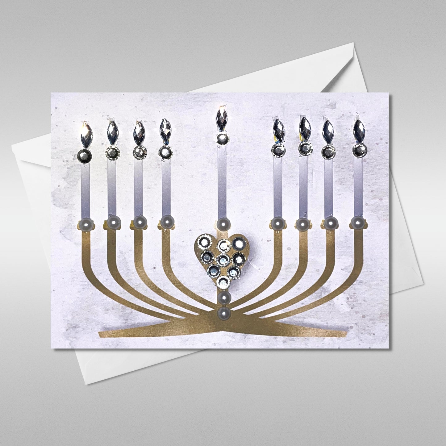 Chanukah Greeting Card - Menorah with Heart