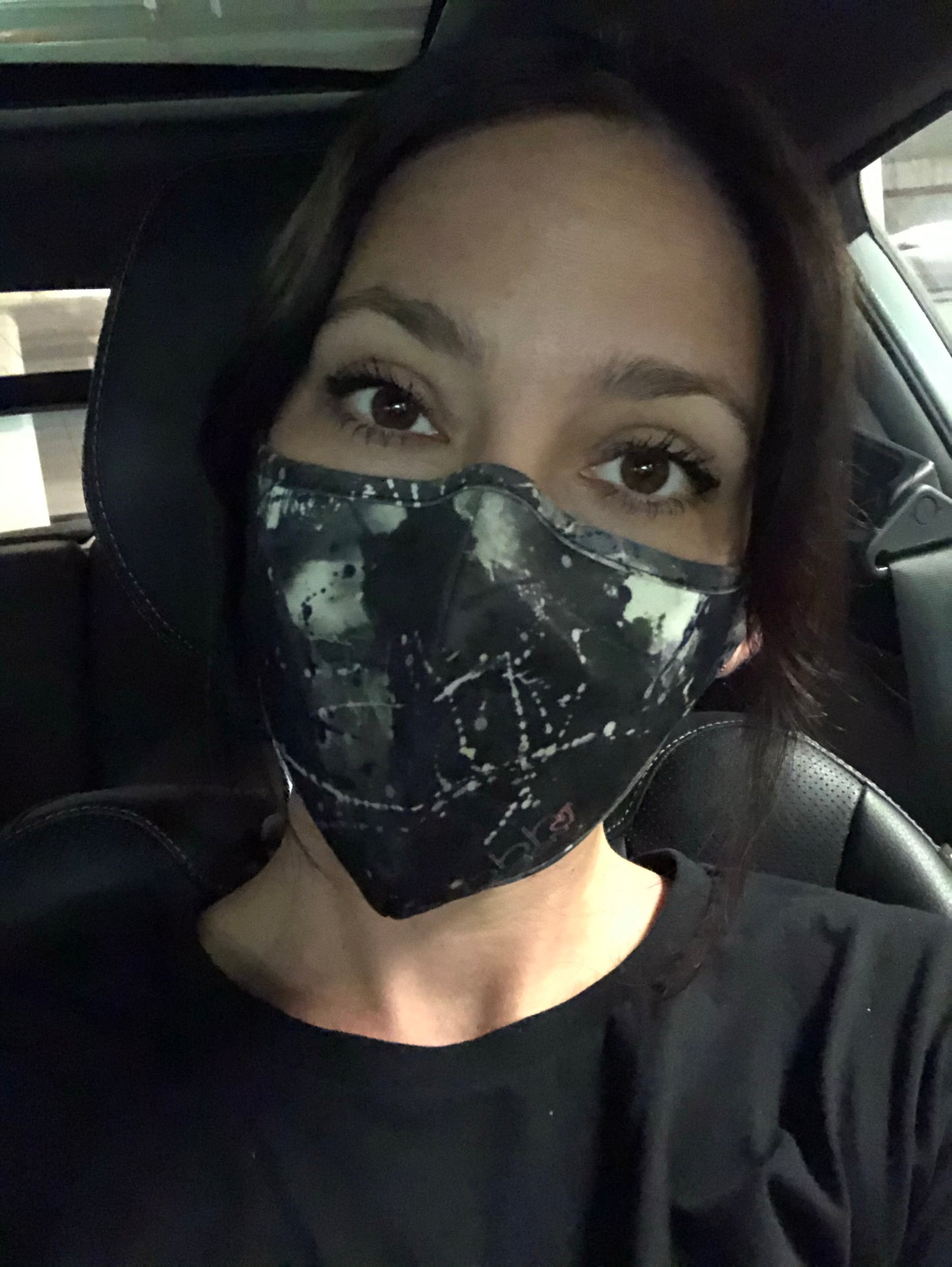 Black Marble Splatter Paint Crayon Melt Face Mask
