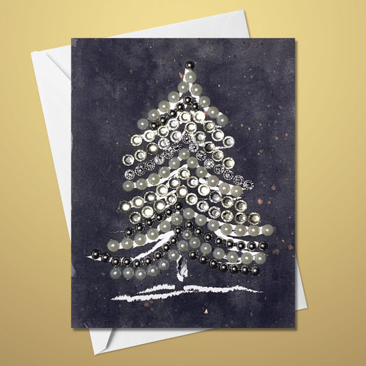 Christmas Tree Greeting Card Black