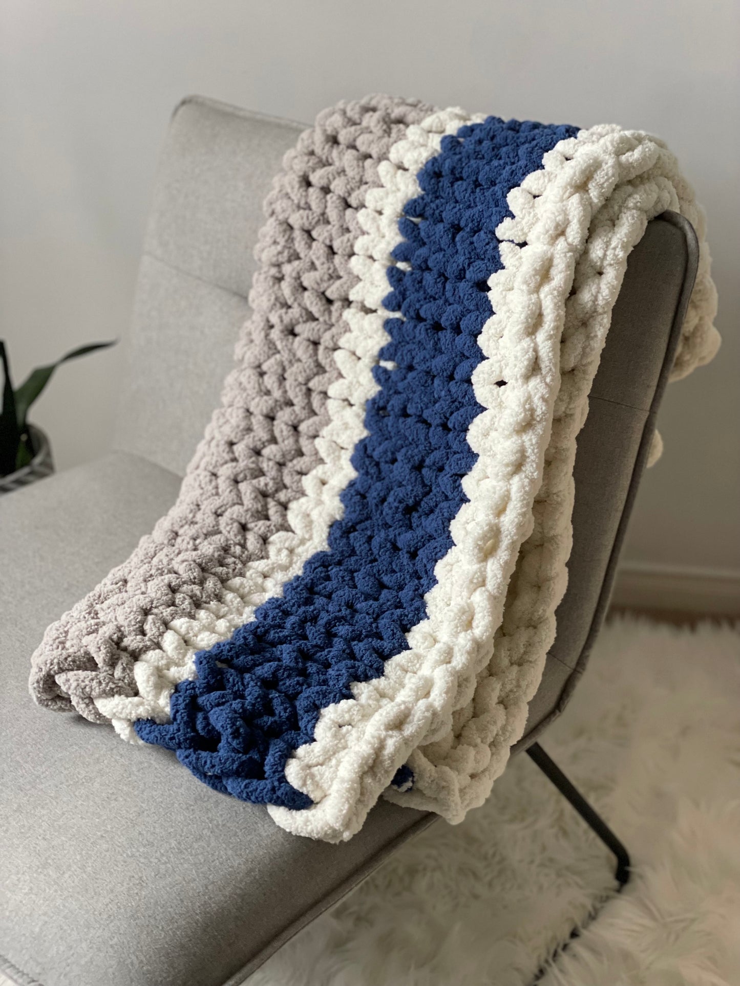 Grey white store baby blanket