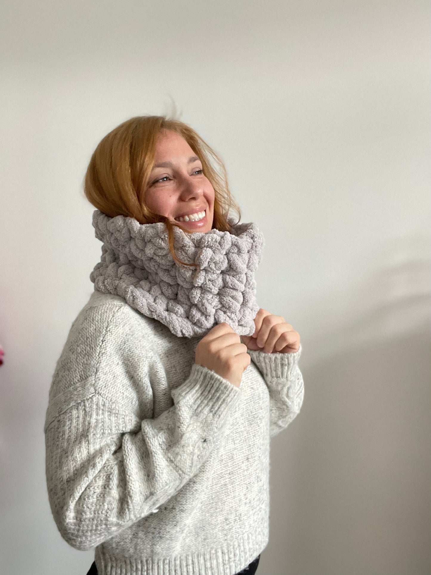 Infinity Cowl Scarf in Light Grey