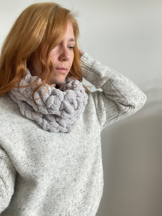 Infinity Cowl Scarf in Light Grey