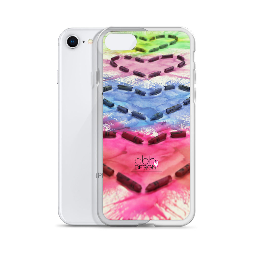 Multi Heart Crayon Melt iPhone Case